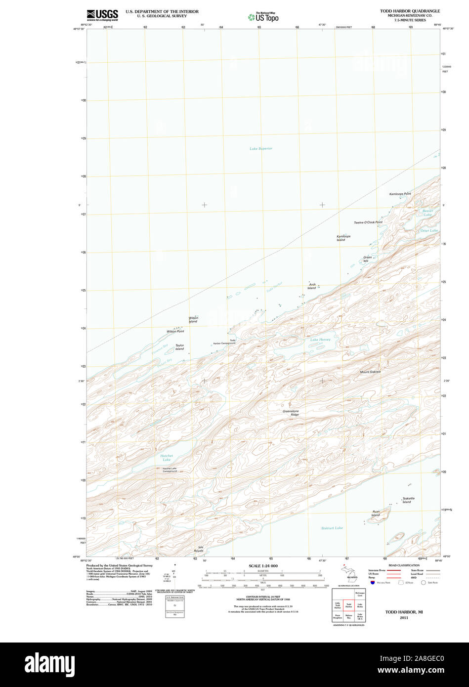 Carte TOPO USGS Michigan MI Todd Harbour 20110910 TM Banque D'Images