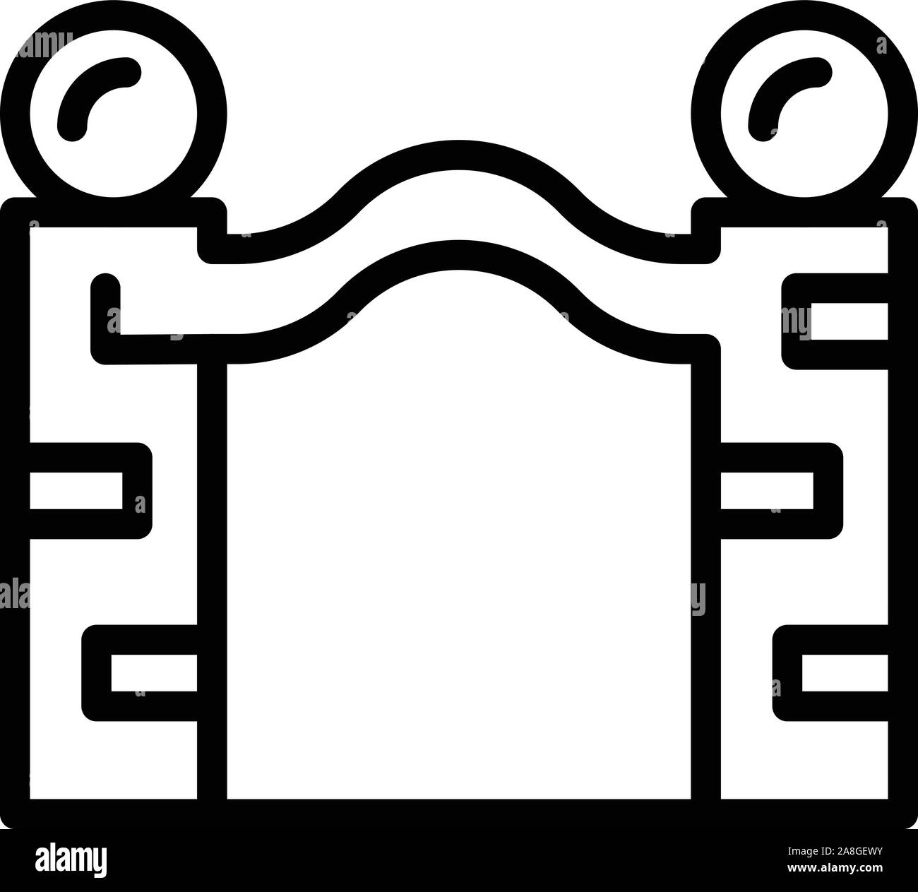 Brique arch gates, icône de style contour Illustration de Vecteur