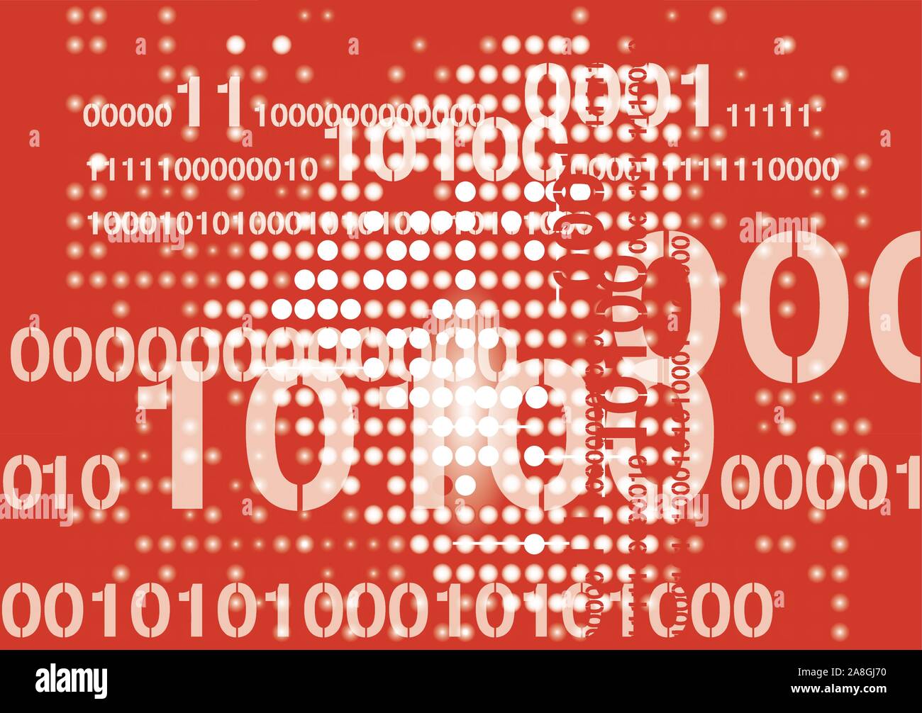 Fond rouge avec des codes binaires. Illustration des codes binaires sur backgrond rouge. Vector disponibles. Illustration de Vecteur