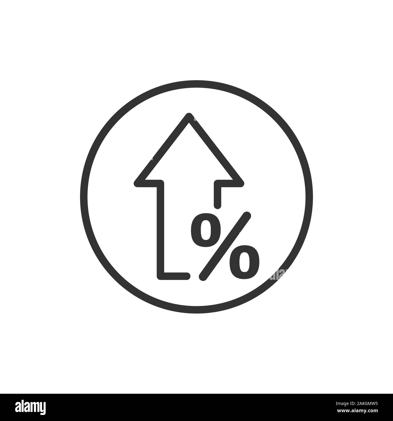 L'icône flèche vers la croissance dans le style. Illustration vecteur de recettes blanc sur fond isolé. Concept d'affaires augmenter. Illustration de Vecteur