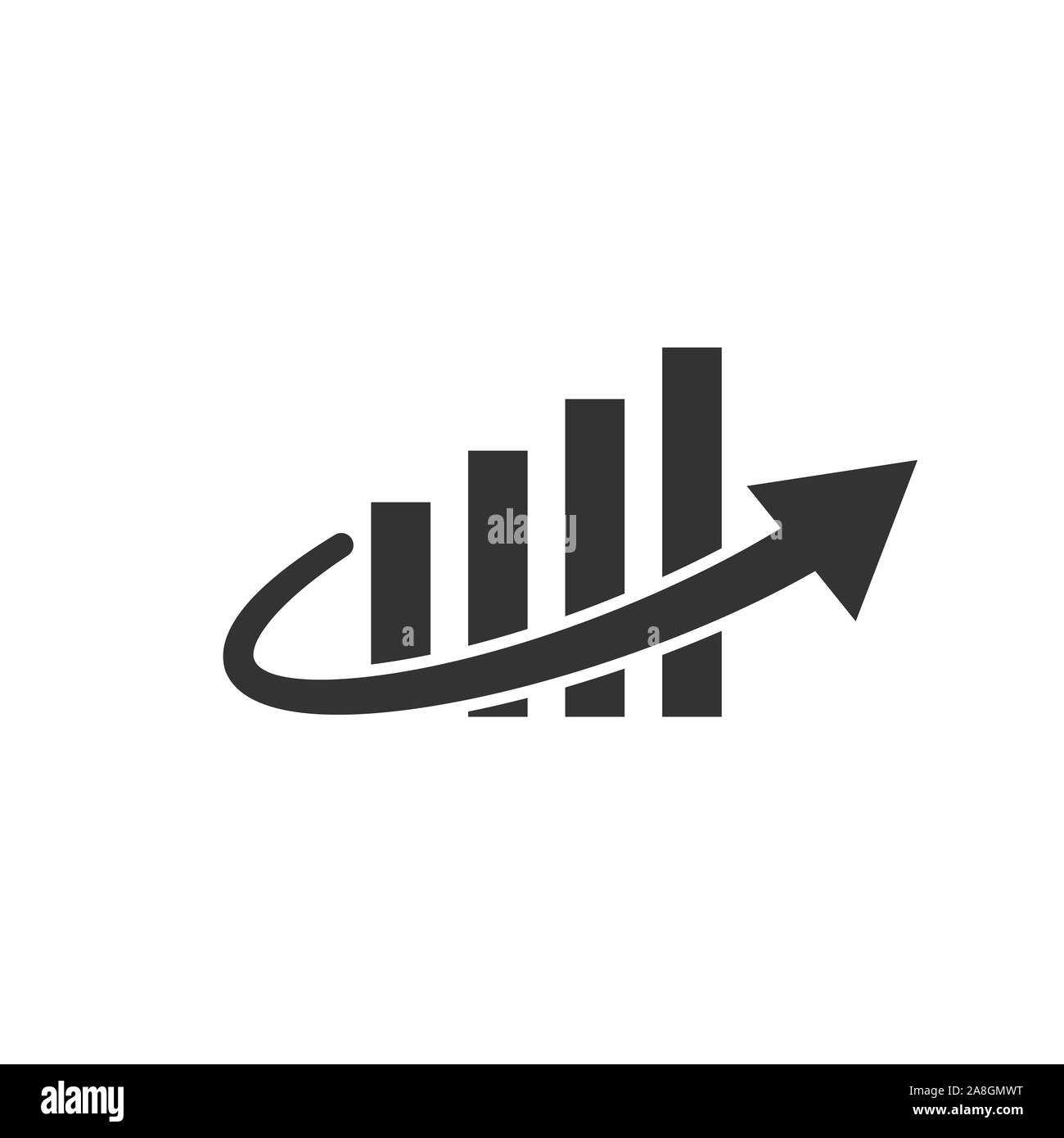 L'icône flèche vers la croissance dans le style. Illustration vecteur de recettes blanc sur fond isolé. Concept d'affaires augmenter. Illustration de Vecteur
