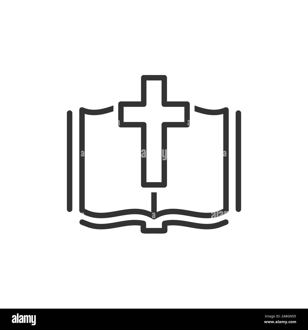 Livre de la Bible dans l'icône de style plat. La foi de l'église vector illustration sur fond blanc isolé. Spiritualité concept d'entreprise. Illustration de Vecteur