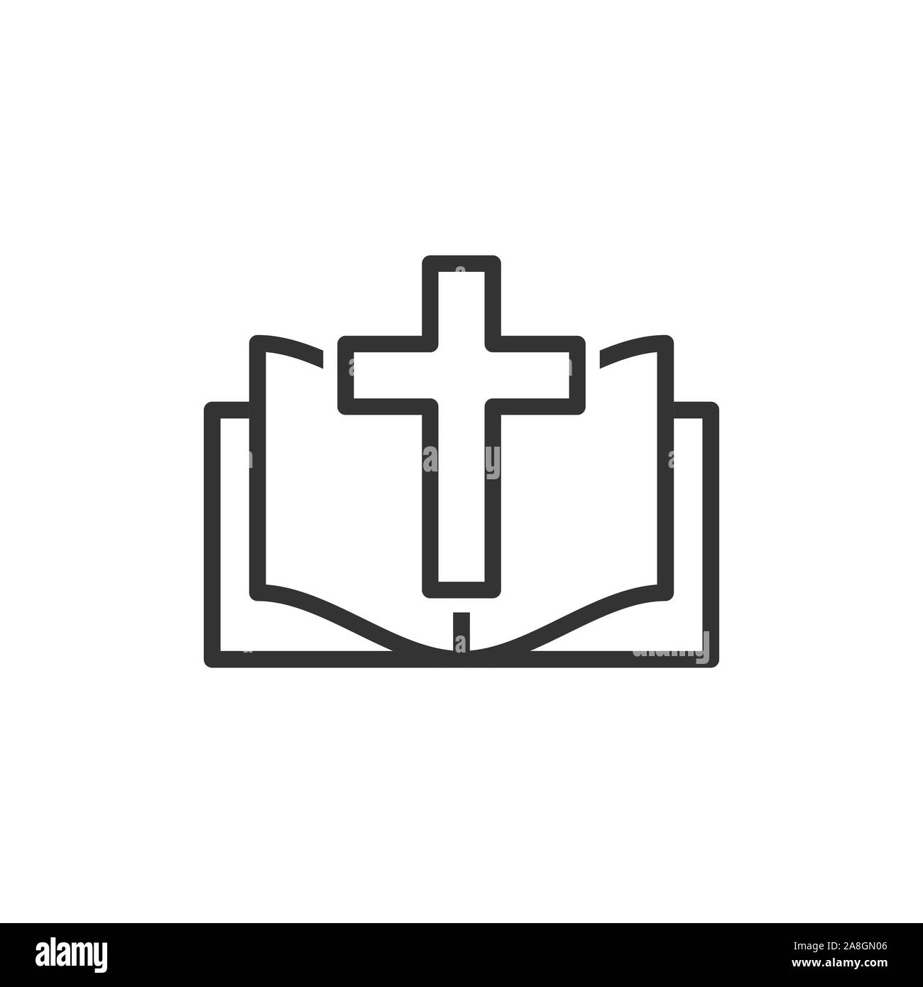 Livre de la Bible dans l'icône de style plat. La foi de l'église vector illustration sur fond blanc isolé. Spiritualité concept d'entreprise. Illustration de Vecteur