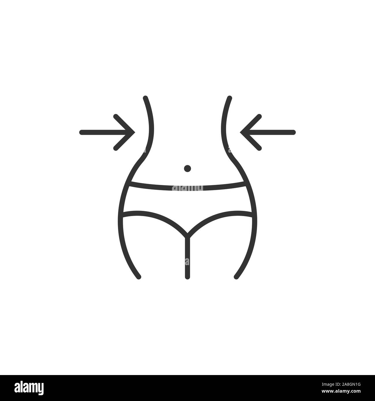 La perte de poids dans l'icône de style plat. Illustration vecteur de ventre blanc sur fond isolé. Taille athlétique concept d'entreprise. Illustration de Vecteur