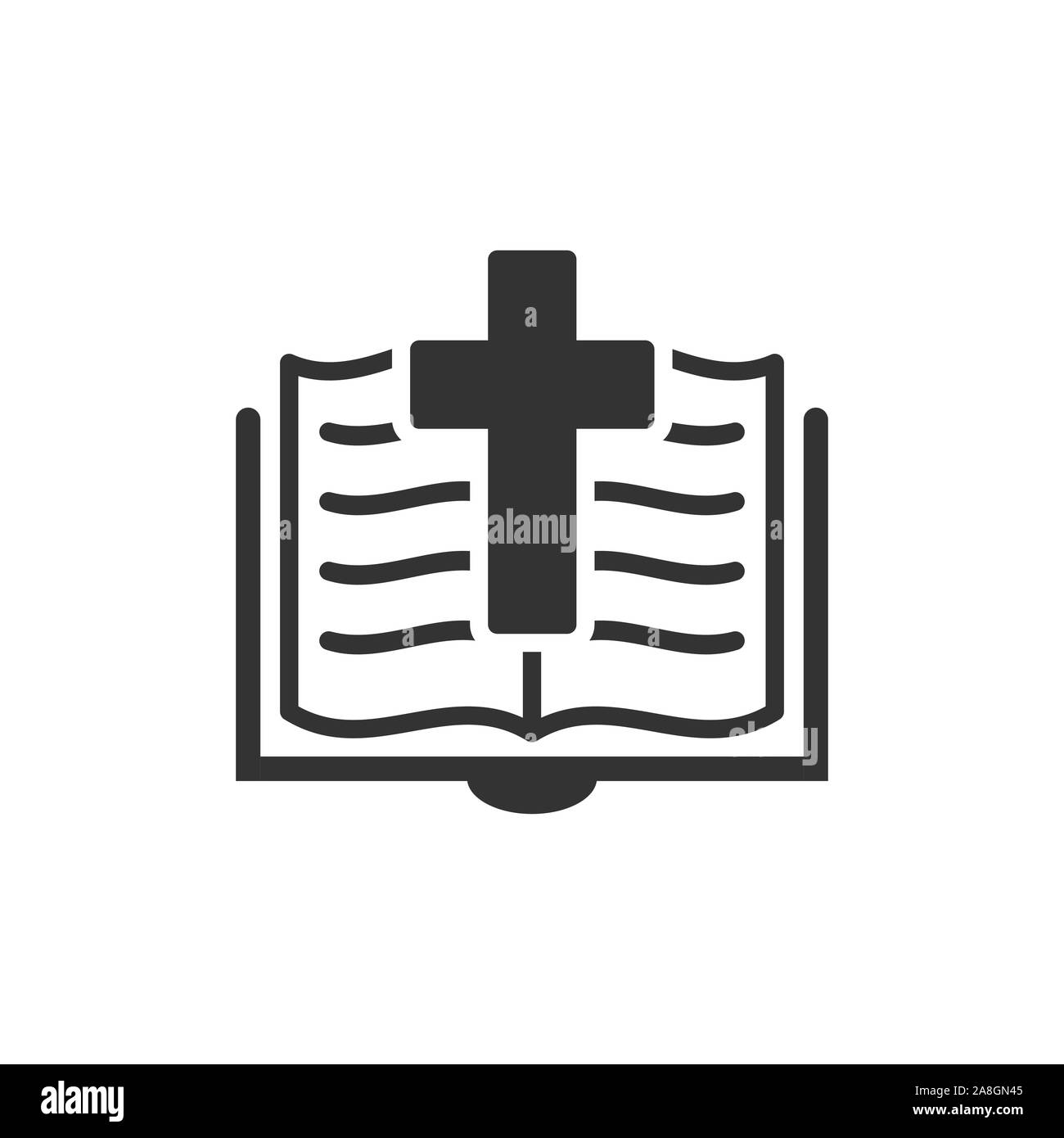 Livre de la Bible dans l'icône de style plat. La foi de l'église vector illustration sur fond blanc isolé. Spiritualité concept d'entreprise. Illustration de Vecteur