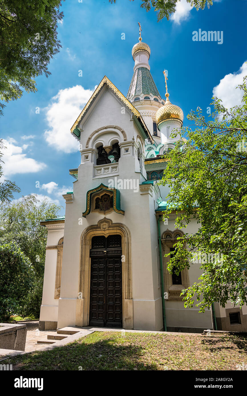 Entrée arrière de la petite église Russe Saint-nicolas Banque D'Images