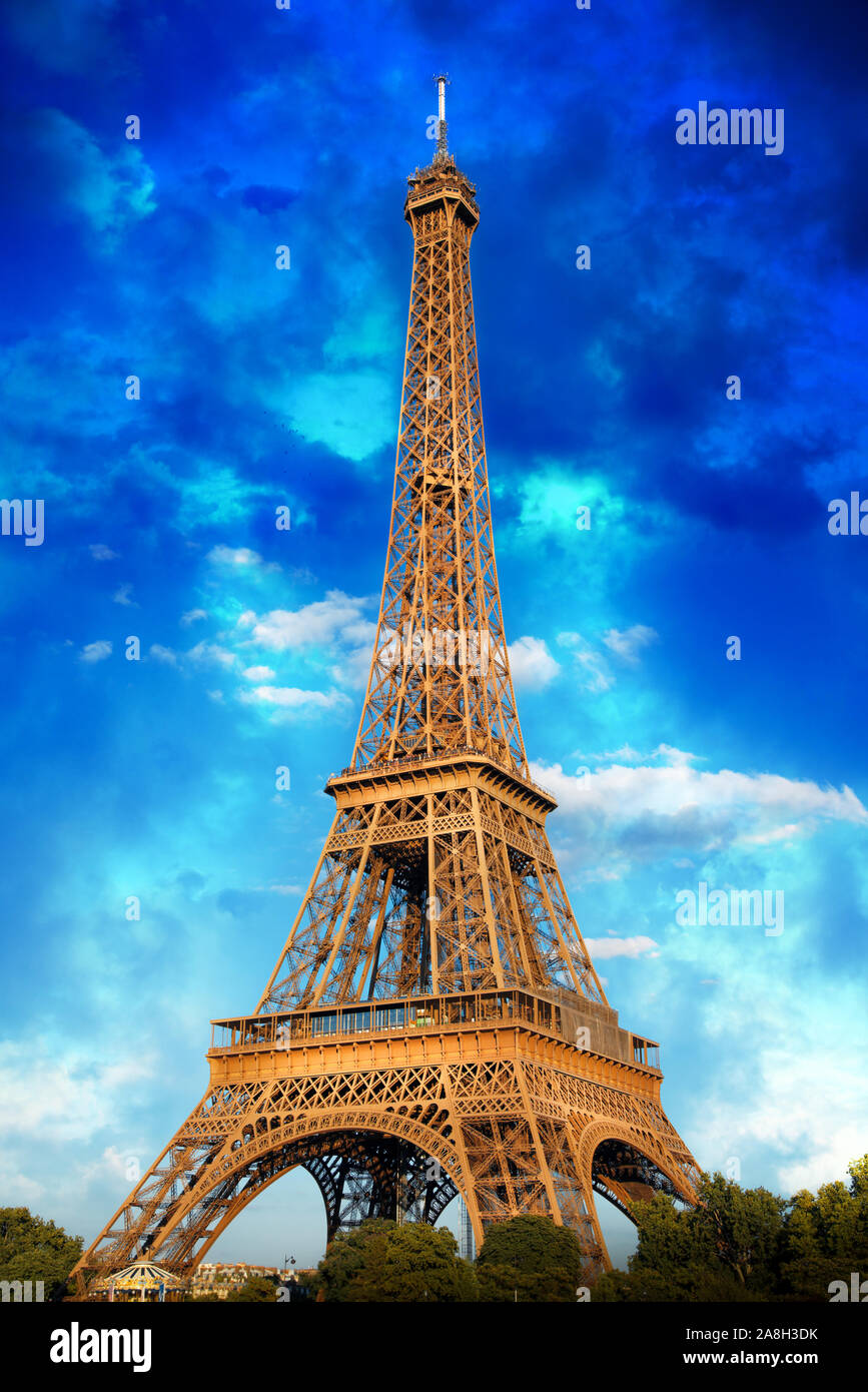 Paysage de la Tour Eiffel à Paris Banque D'Images