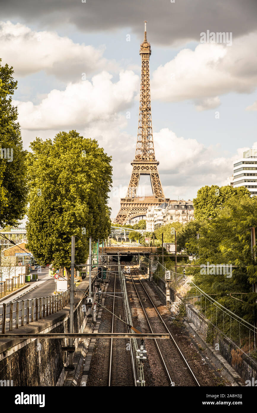 Paysage de la Tour Eiffel à Paris Banque D'Images