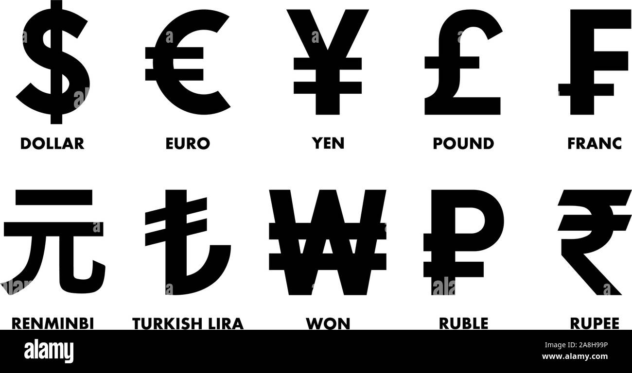 La plupart utilisé les symboles monétaires. Illustration de Vecteur