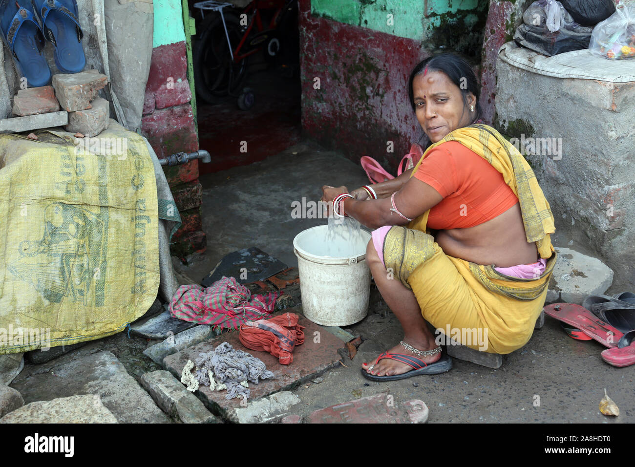 Ghetto et bidonvilles de Calcutta Inde Banque D'Images