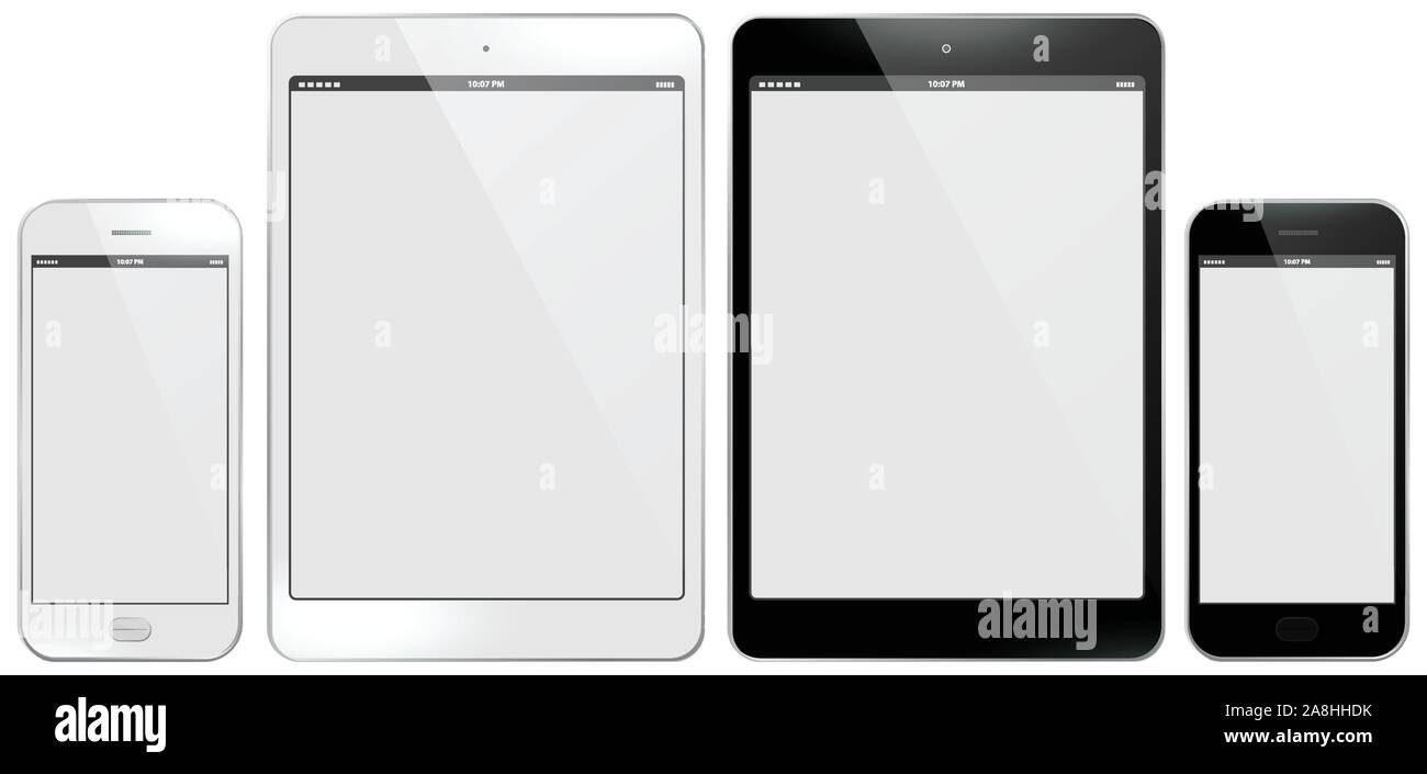 Téléphone mobile et tablette ordinateur Jeu d'illustration vectorielle. Illustration de Vecteur