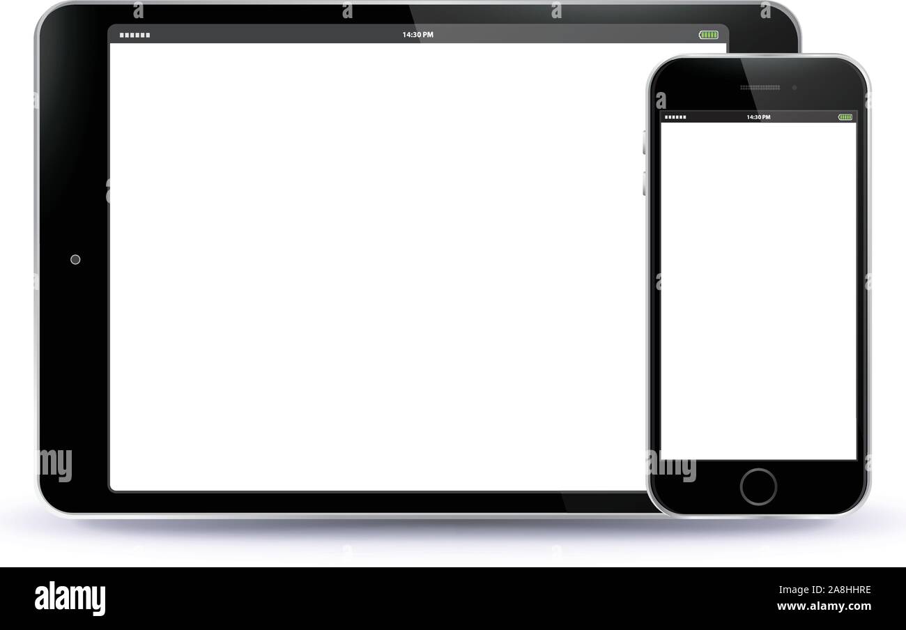 Black Téléphone Mobile et Tablet Computer Vector Illustration Illustration de Vecteur