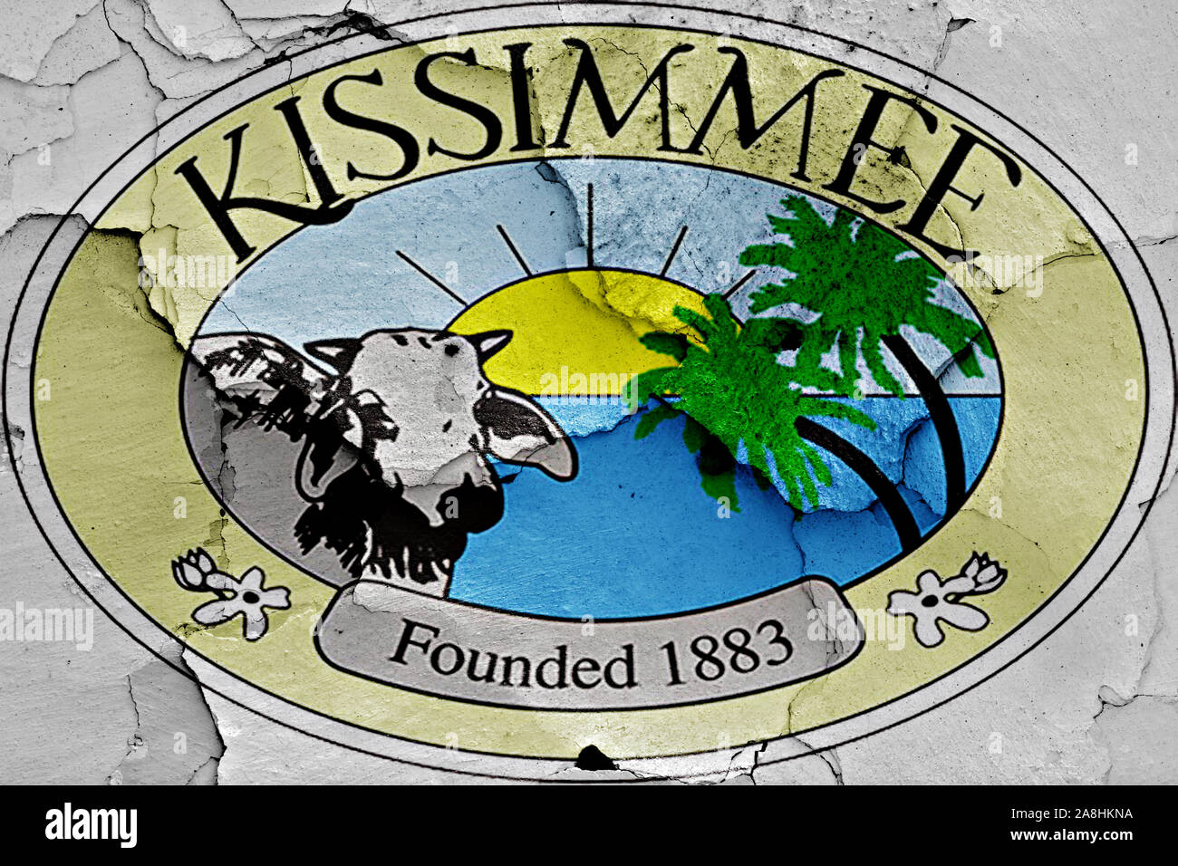 Pavillon de Kissimmee peint sur mur fissuré Banque D'Images