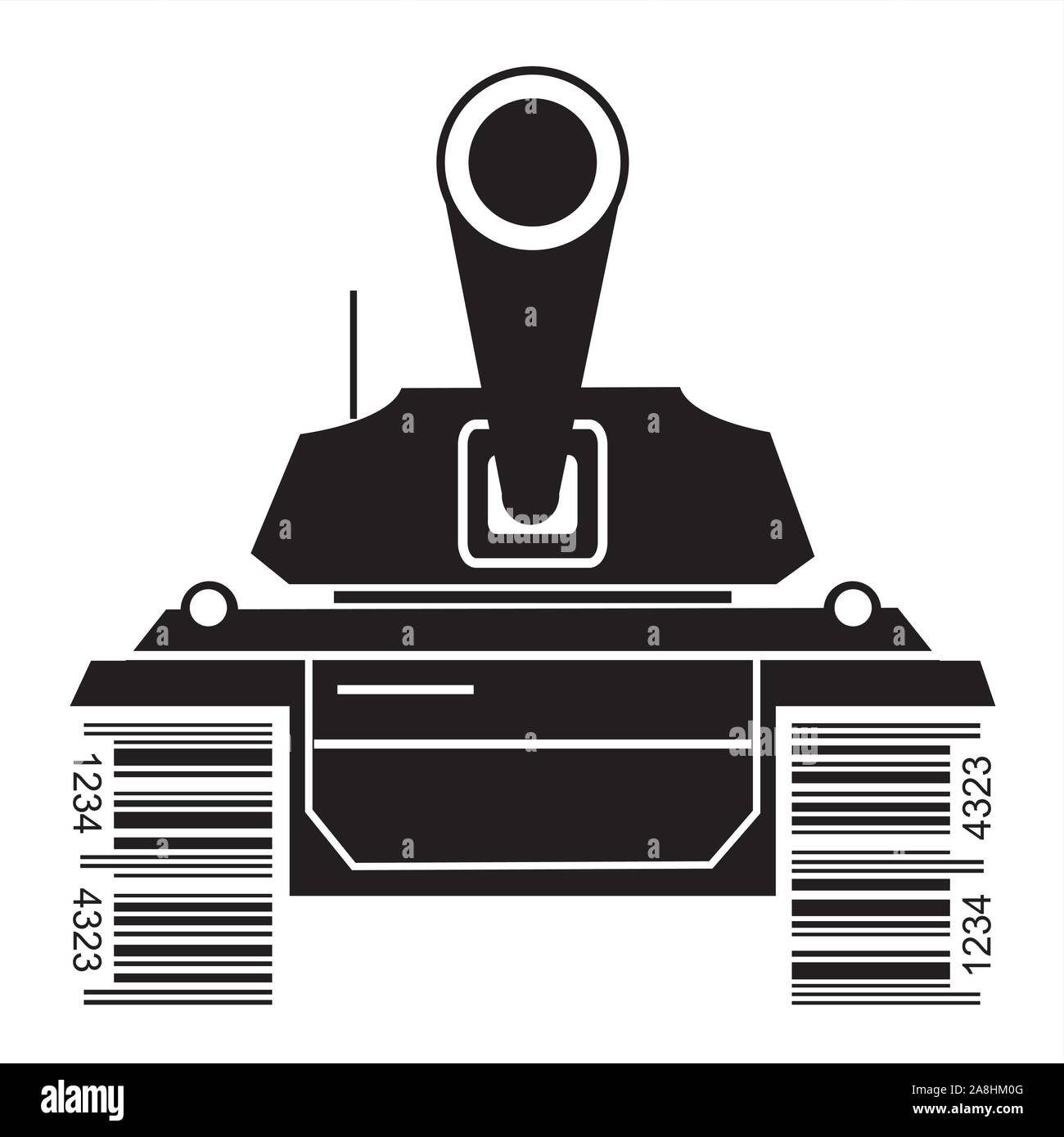 Battle tank symbole avec code à barres. Vector disponibles. Illustration de Vecteur