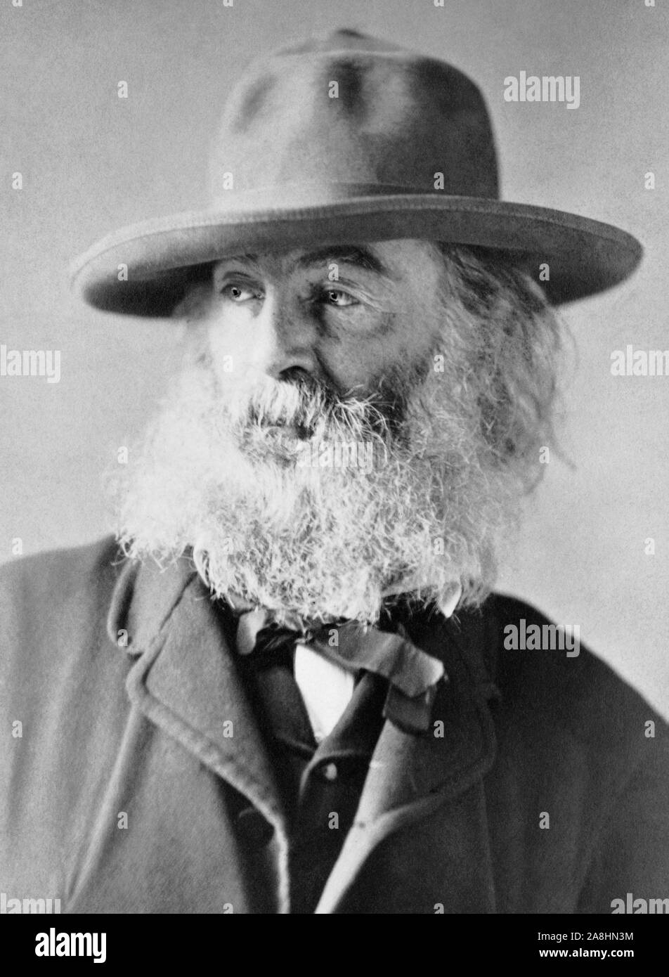 Vintage photo portrait de poète, essayiste et journaliste Walt Whitman (1819 - 1892). Photo vers 1869 par William Kurtz. Banque D'Images