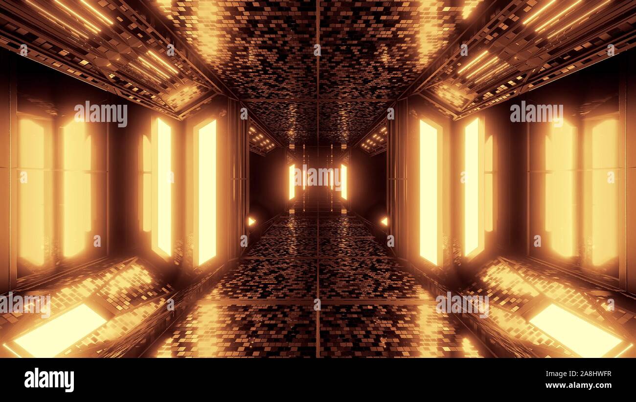 Scifi hangar futuriste espace corridor tunnel 3d illustration avec des ...