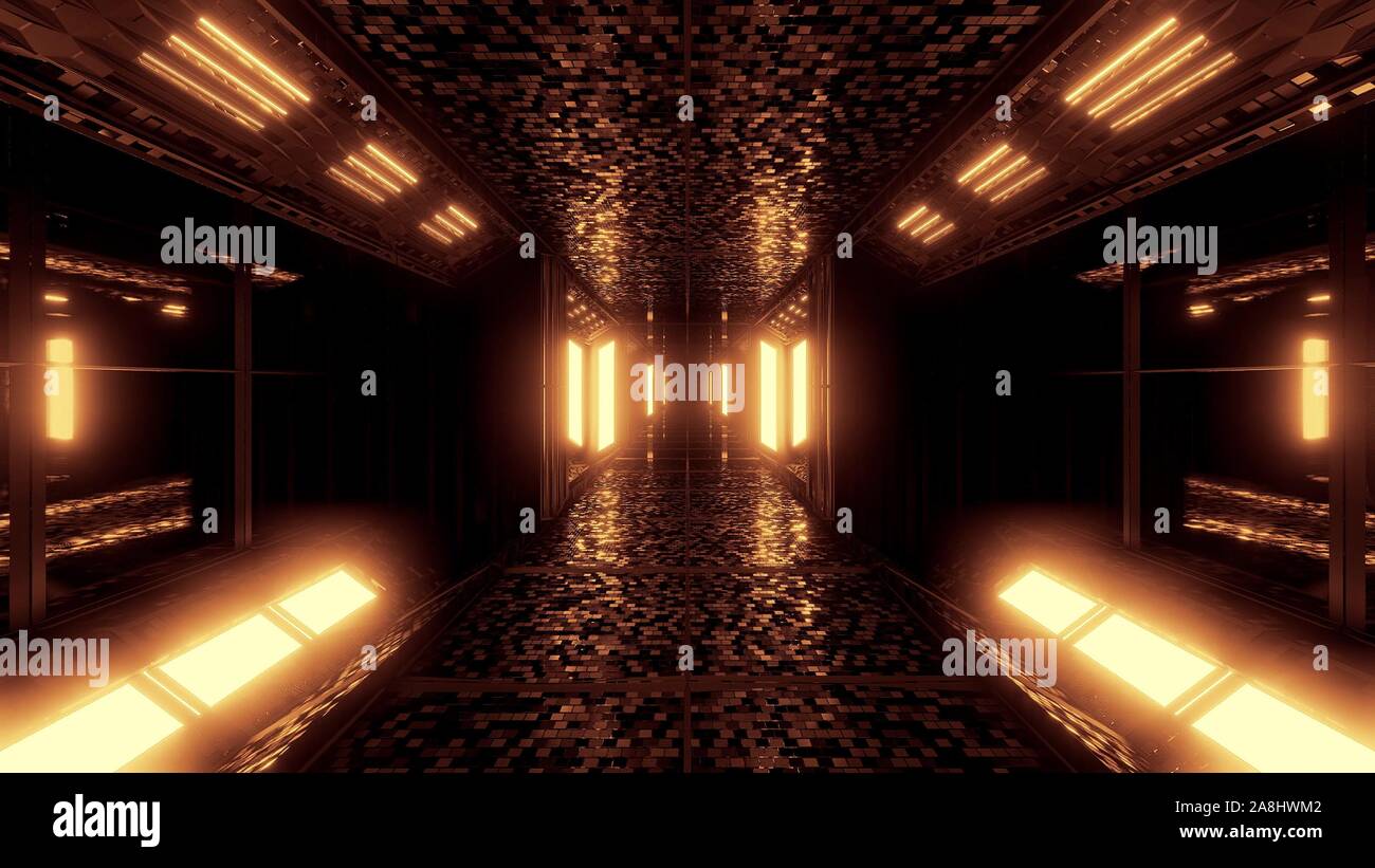 Scifi hangar futuriste espace corridor tunnel 3d illustration avec des ...