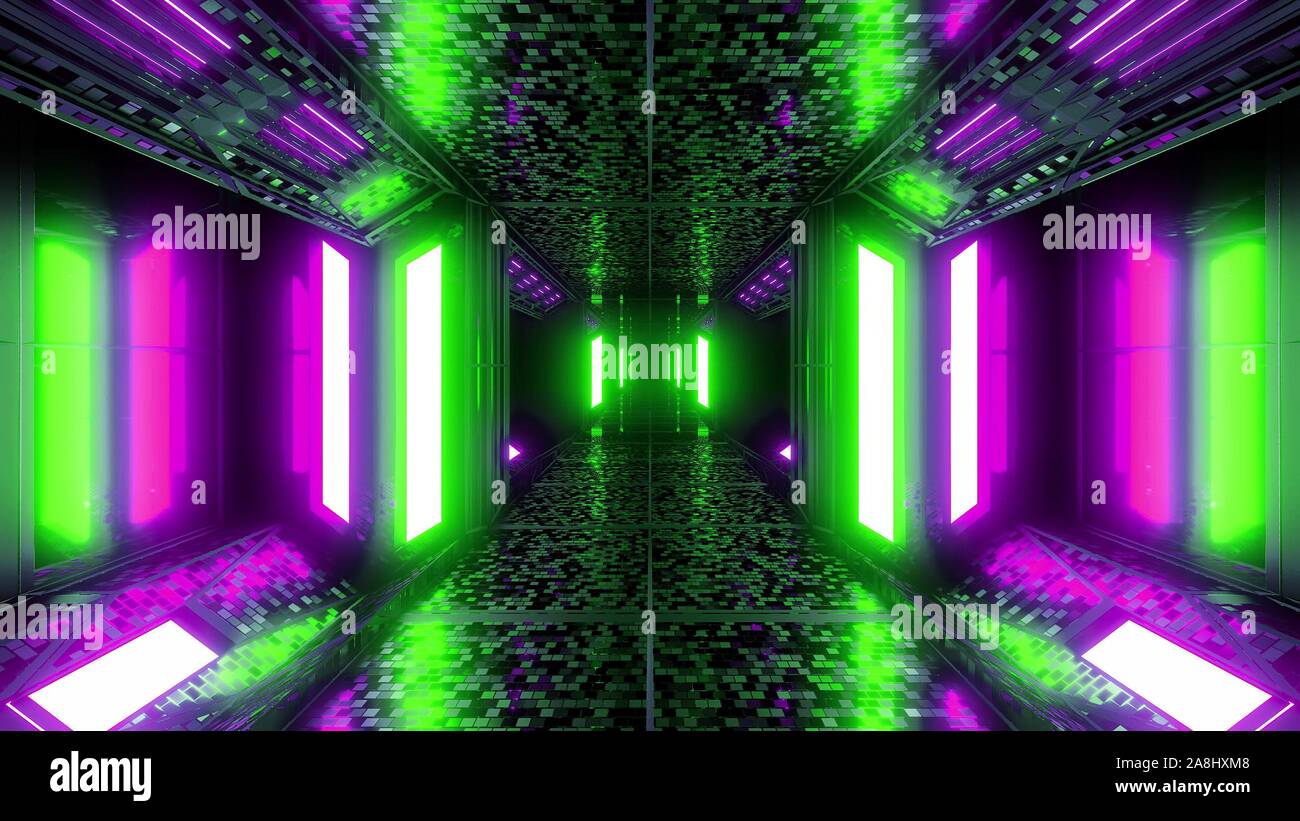 Scifi hangar futuriste espace corridor tunnel 3d illustration avec des ...