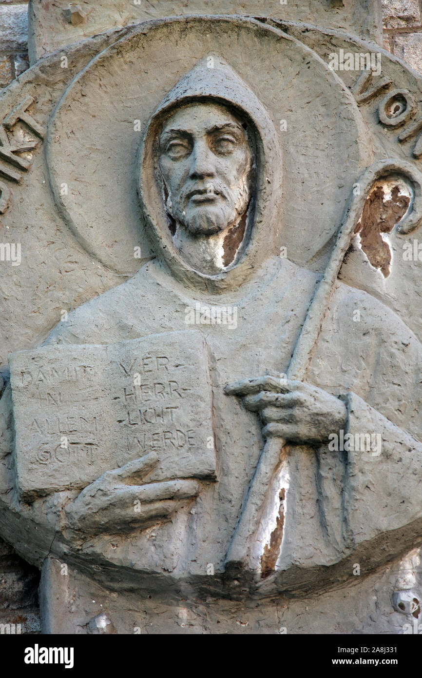 Saint Benoît de Nursie, abbaye de Munsterschwarzach, Allemagne Banque D'Images