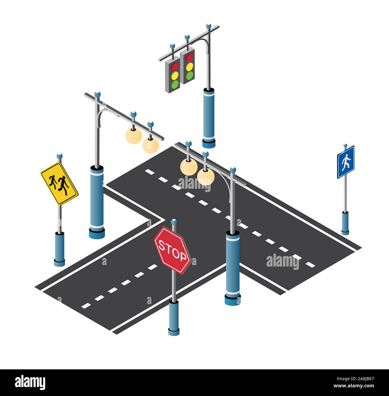 L'entrée de ville rue avec road Illustration de Vecteur