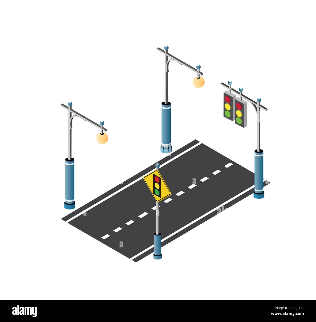 La route du trafic de réverbère Illustration de Vecteur