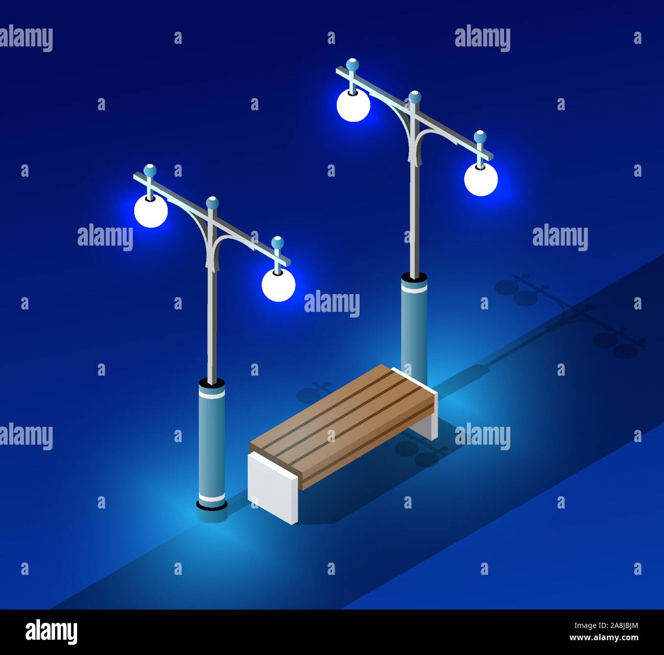 Eclairage de nuit isométrique Illustration de Vecteur