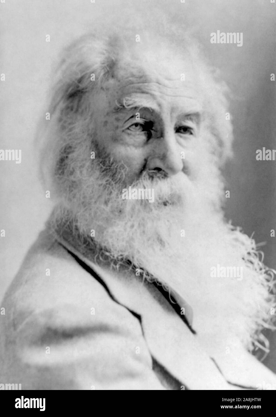 Vintage photo portrait de poète, essayiste et journaliste Walt Whitman (1819 - 1892). Photo vers 1885 par Napoléon Sarony. Banque D'Images