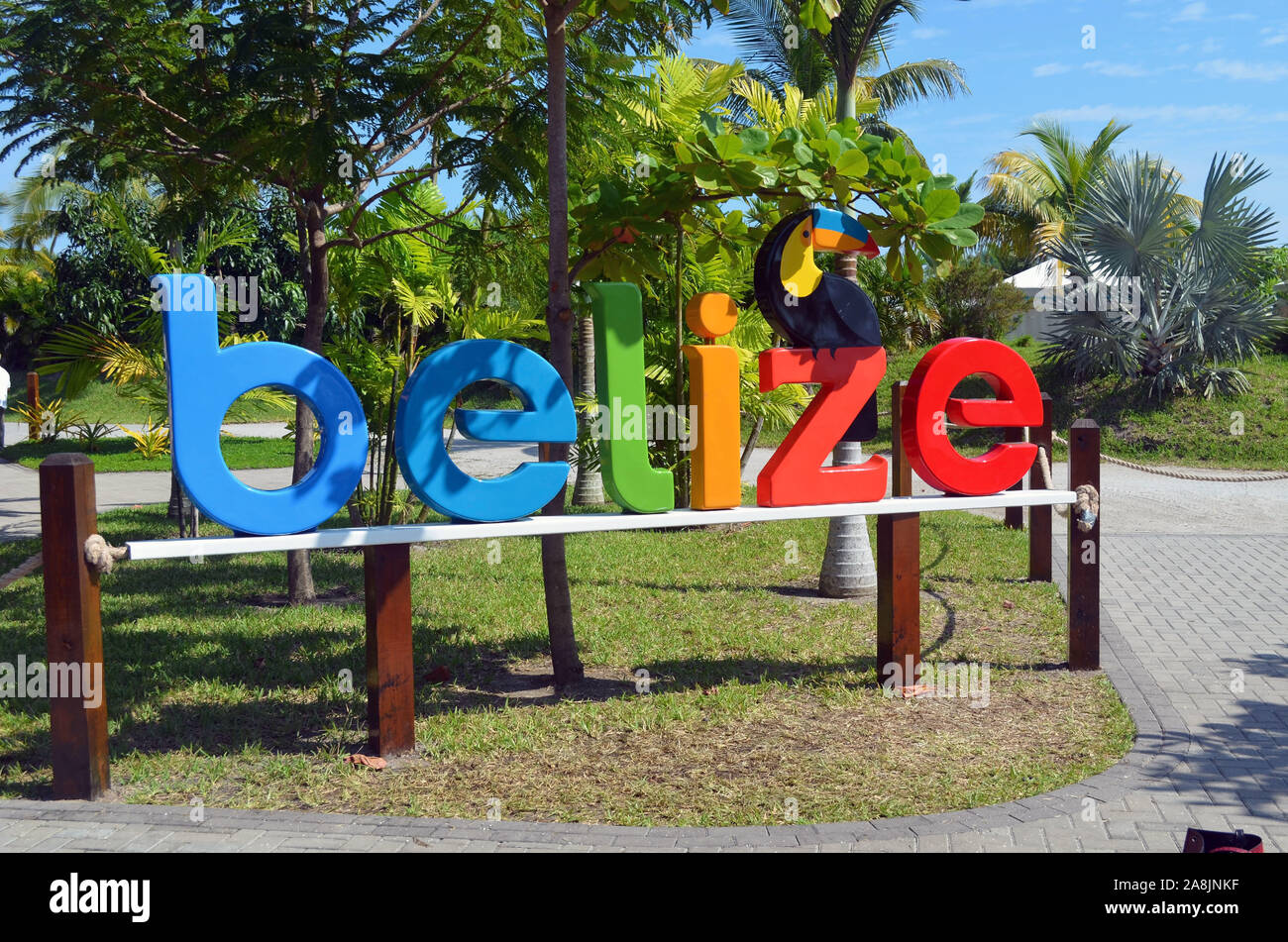 Signalisation du port des navires de croisière du Belize Banque D'Images