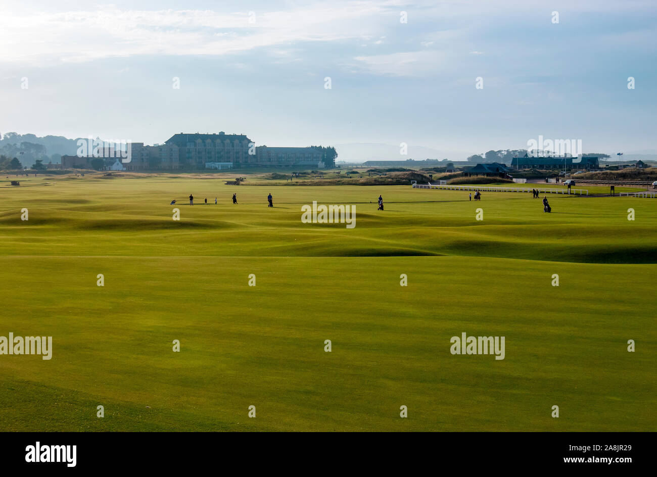 St. Andrews, Ecosse/UK-24AUG2019: Parcours de golf de St. Andrews, Club de golf de GOLFINO St. Andrews sur le fond. Banque D'Images