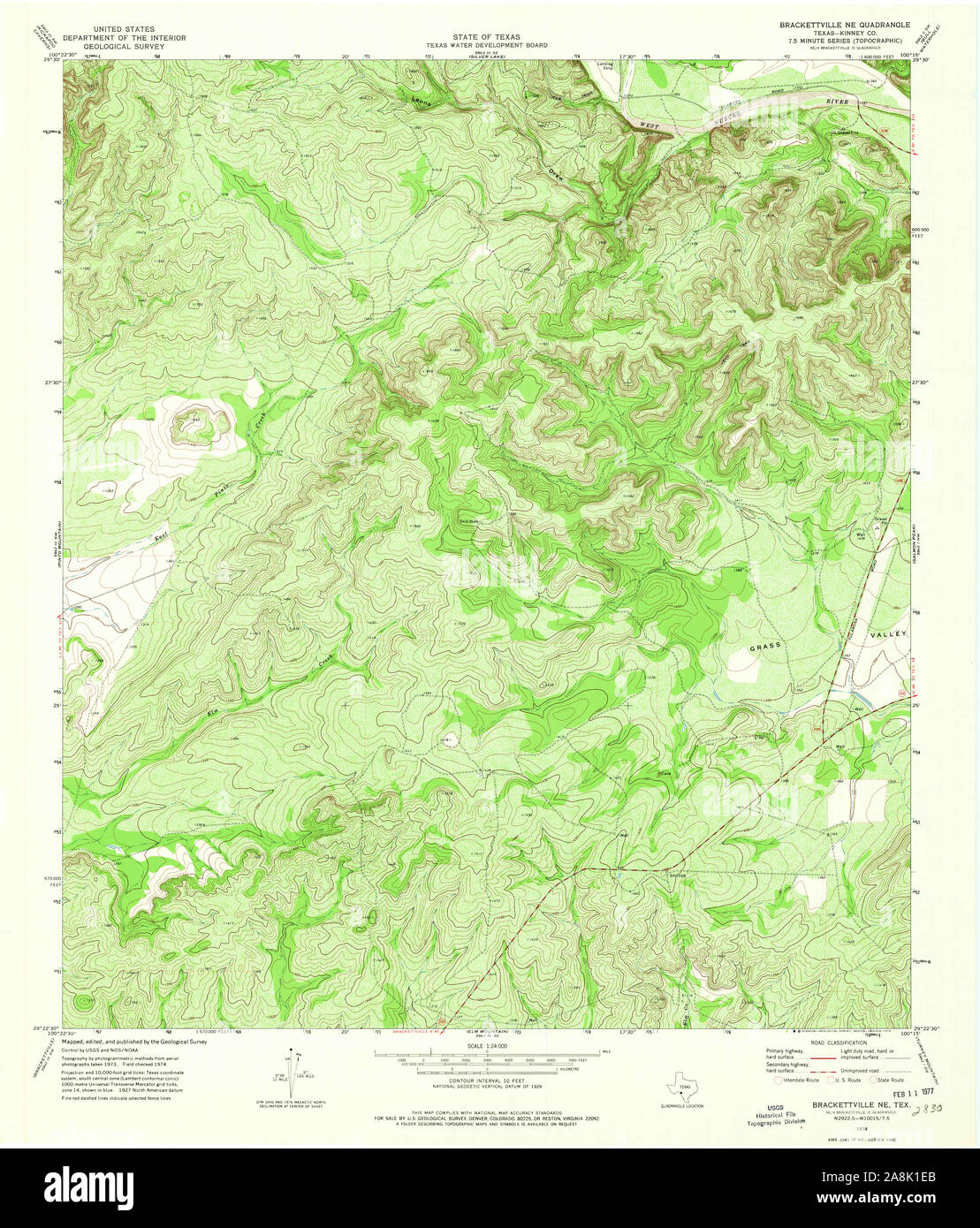 Carte TOPO USGS Texas TX Brackettville NE 1065201974 24000 Restauration Banque D'Images