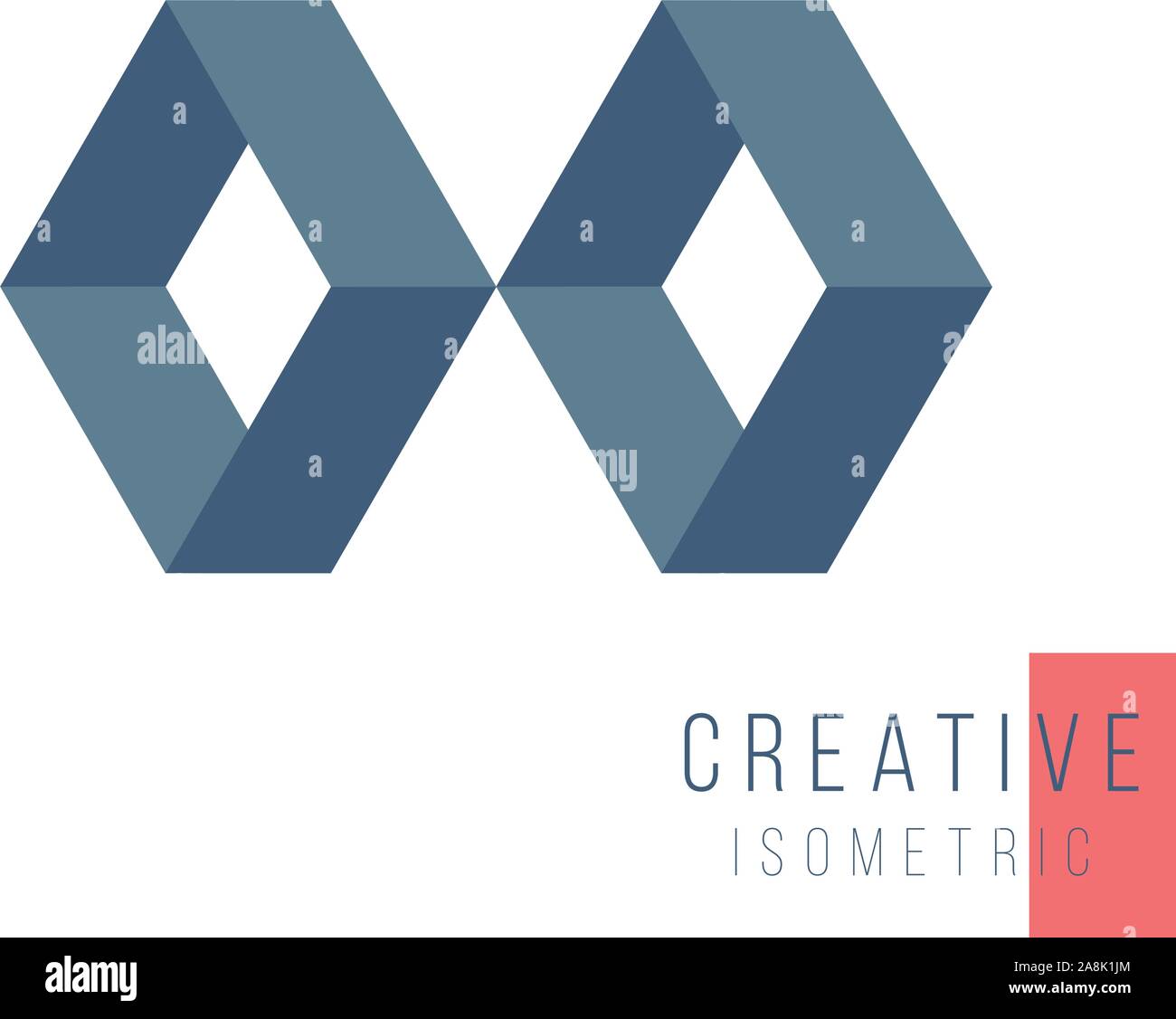 Résumé Deux forme losange isométrique géométrique. Modèle d'élément de conception graphique pour la conception de logo. Stock Vector illustration isolated on white Illustration de Vecteur