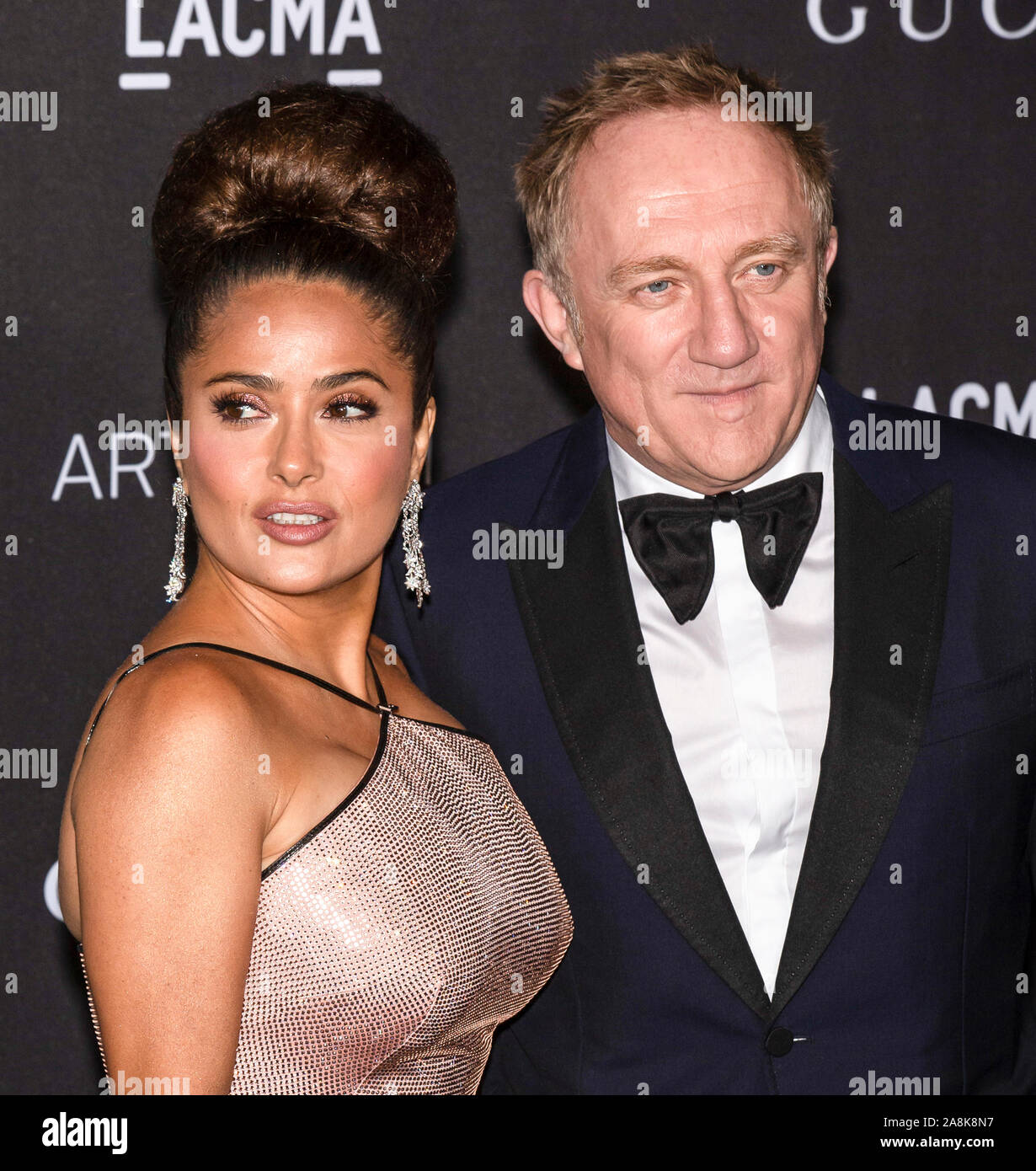 Los Angeles, Californie - Novembre 02, 2019 : Salma Hayek et François Pinault arrivent au LACMA Art  + 2019 Gala du film présenté par Gucci Banque D'Images