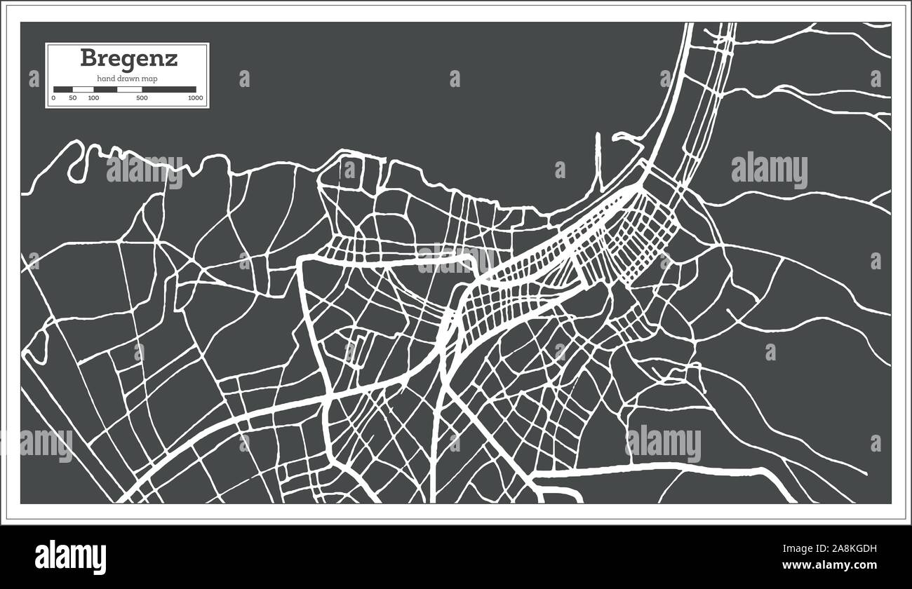 Bregenz Autriche Plan de ville en style rétro. Une carte de Noël. Vector Illustration. Illustration de Vecteur