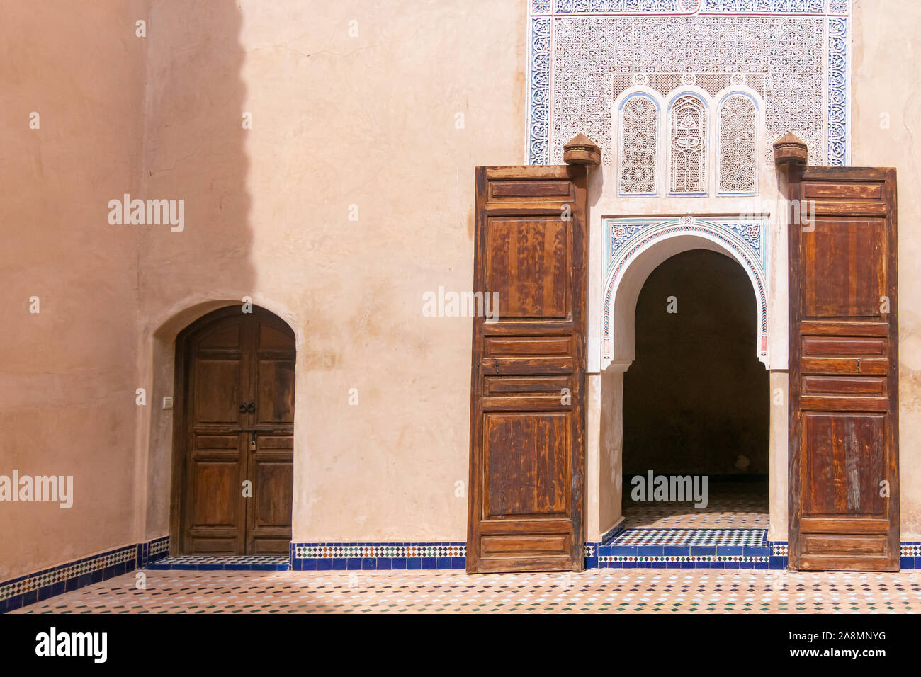 Cour intérieure du palais Bahia à Marrakech. Maroc Banque D'Images