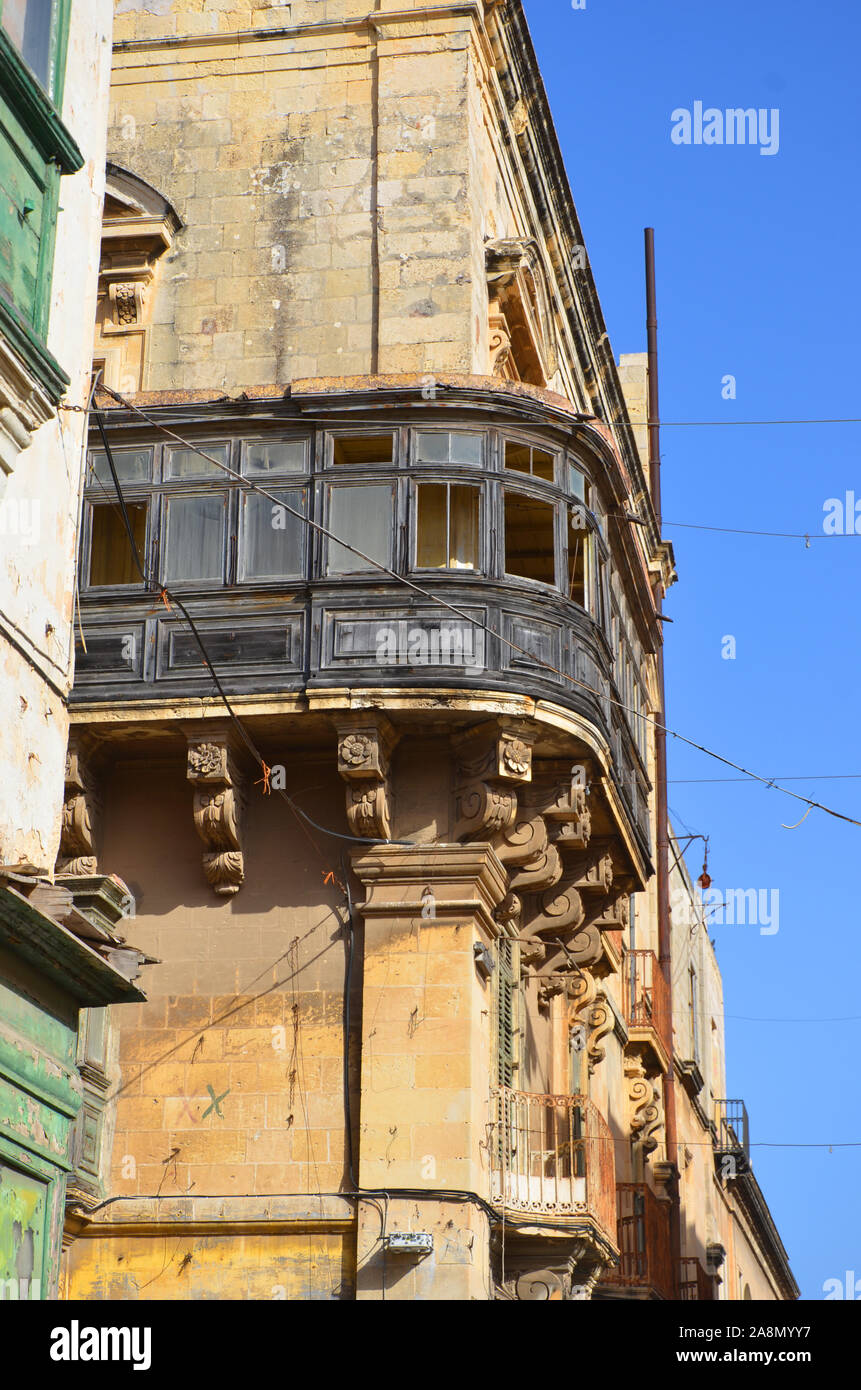 D'un balcon traditionnel maltais, La Valette Banque D'Images