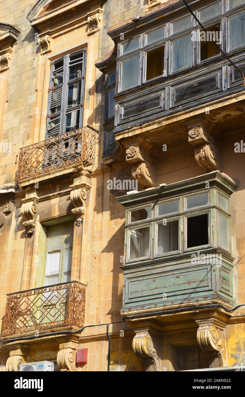 D'un balcon traditionnel maltais, La Valette Banque D'Images