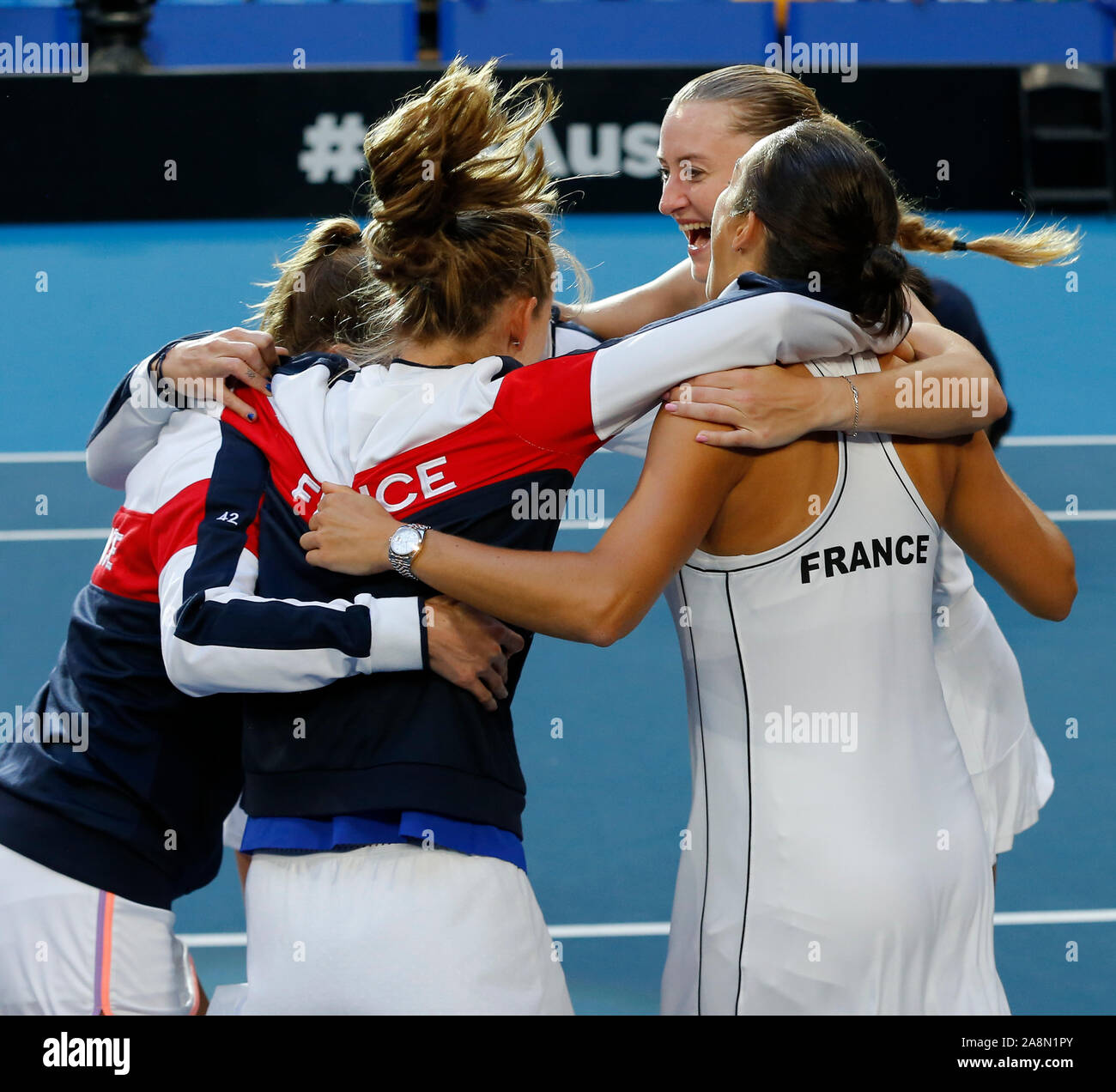 Perth, Australie. 10 Nov, 2019. 10 novembre 2019 RAC ; Arena, Perth, Australie occidentale, Australie ; Fed Cup par BNP Paribas Tennis finale, l'Australie contre la France ; l'équipe française célébrer remportant la Fed Cup contre l'Australie 3 à 2 caoutchoucs : Action Crédit Plus Sport Images/Alamy Live News Banque D'Images