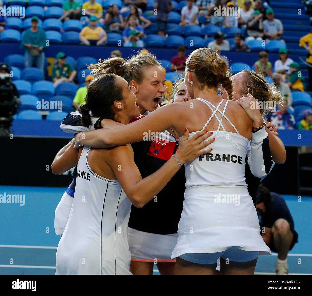 Perth, Australie. 10 Nov, 2019. 10 novembre 2019 RAC ; Arena, Perth, Australie occidentale, Australie ; Fed Cup par BNP Paribas Tennis finale, l'Australie contre la France ; l'équipe française célébrer remportant la Fed Cup contre l'Australie 3 à 2 caoutchoucs : Action Crédit Plus Sport Images/Alamy Live News Banque D'Images