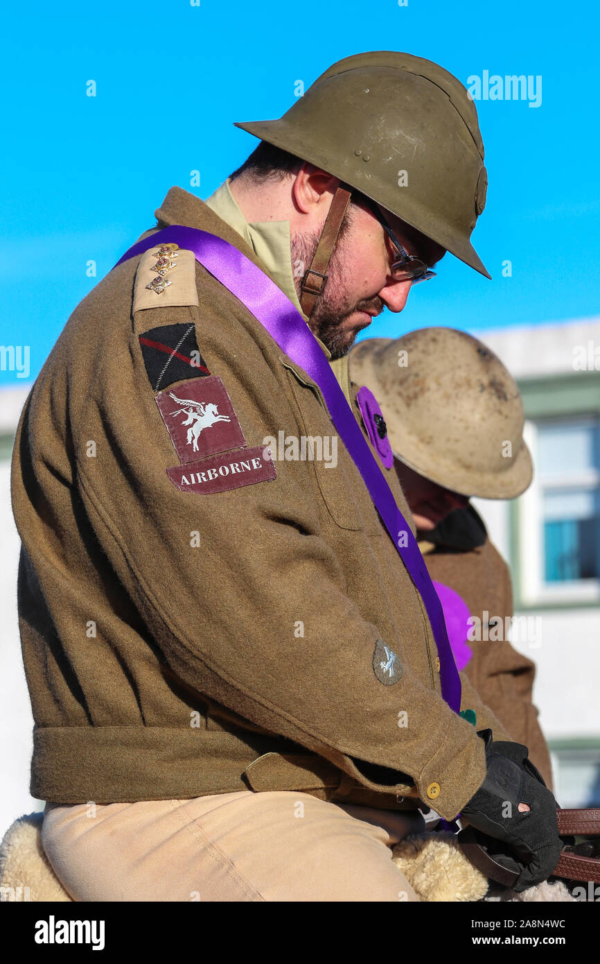 Saltcoats, UK . 10 Nov, 2019. 11 novembre 2019 Saltcoats, Ayrshire, UK. Plusieurs centaines de personnes, y compris les anciens combattants et les membres de l'air, la mer et les cadets de l'armée, se recueilleront au cénotaphe local. Credit : Findlay/Alamy Live News Banque D'Images