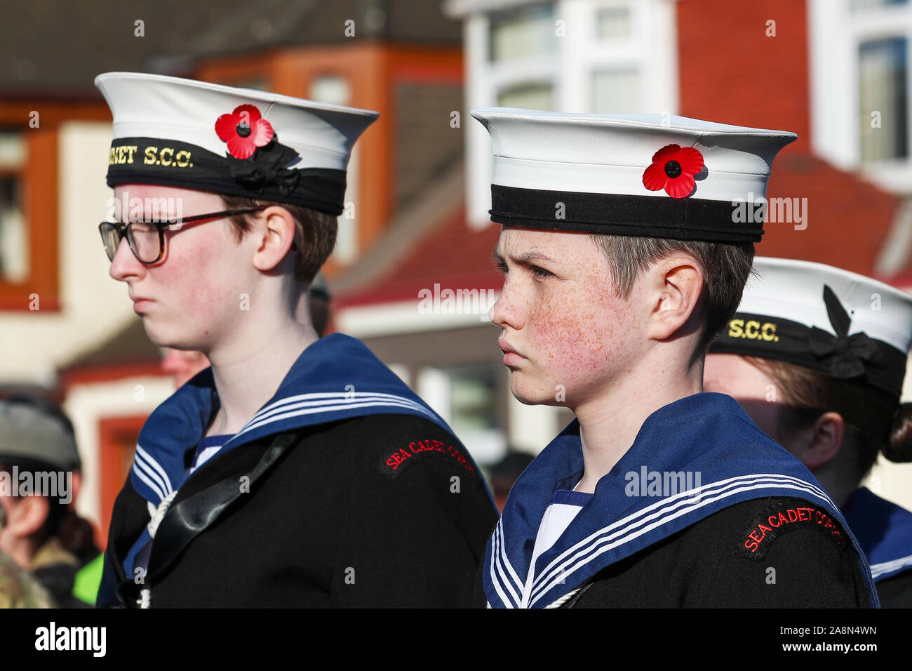 Saltcoats, UK . 10 Nov, 2019. 11 novembre 2019 Saltcoats, Ayrshire, UK. Plusieurs centaines de personnes, y compris les anciens combattants et les membres de l'air, la mer et les cadets de l'armée, se recueilleront au cénotaphe local. Credit : Findlay/Alamy Live News Banque D'Images