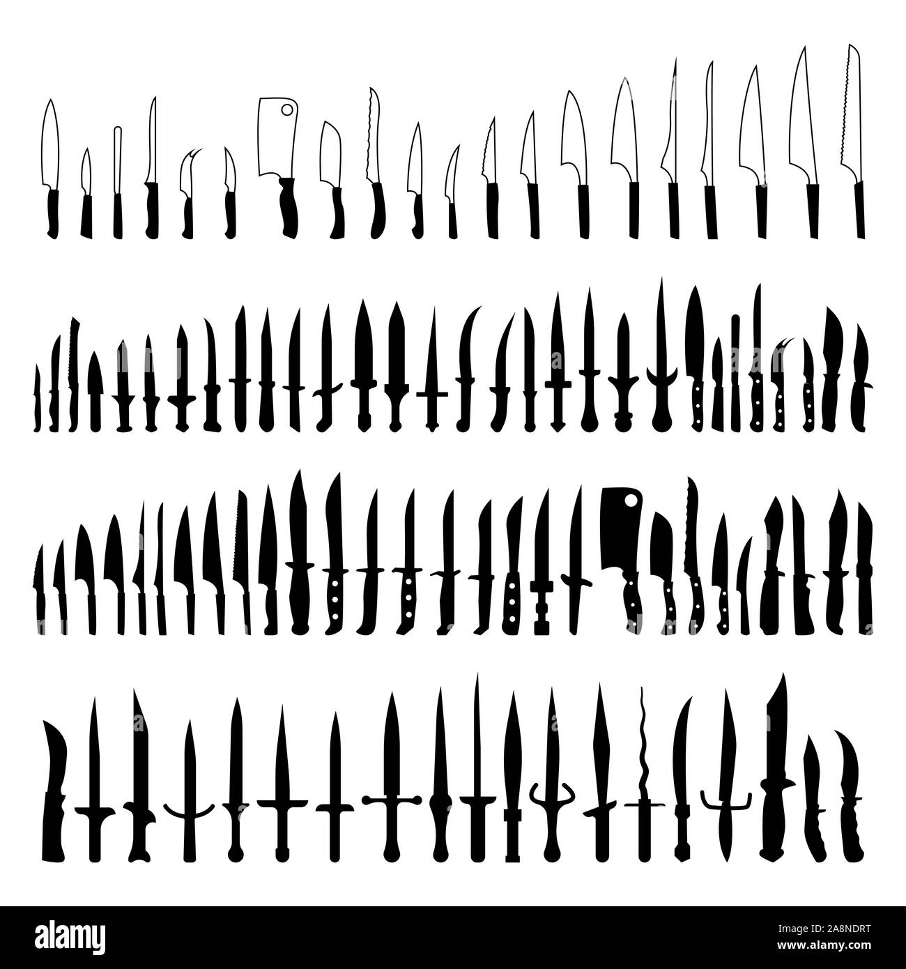 Les couteaux et poignards vecteur illustration sur fond blanc fond isolé Illustration de Vecteur