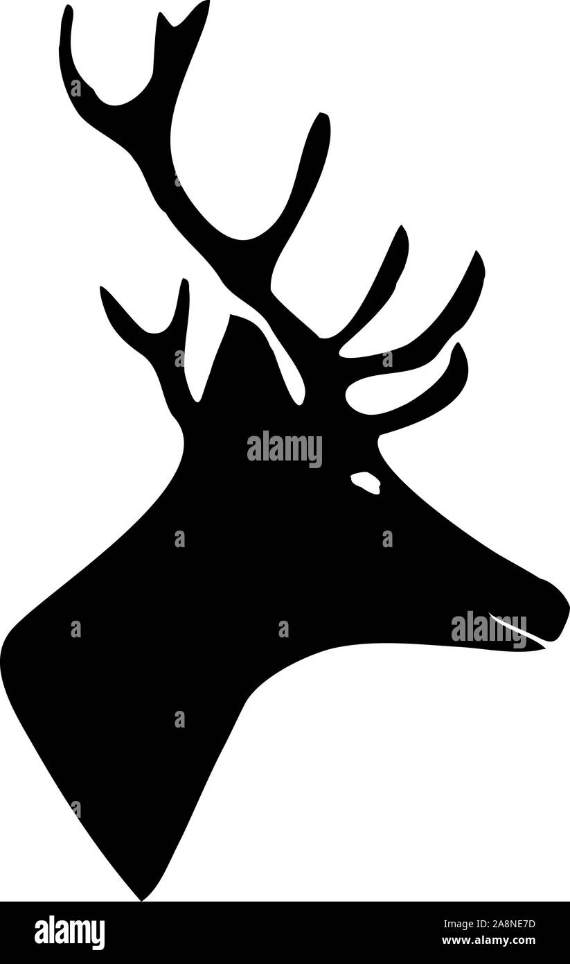 Silhouette noire d'un cerf. Vector illustration sur fond isolé. Illustration de Vecteur