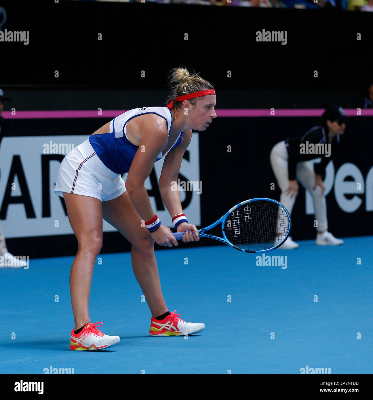 Perth, Australie. 10 Nov, 2019. 10 novembre 2019 RAC ; Arena, Perth, Australie occidentale, Australie ; Fed Cup par BNP Paribas Tennis finale, l'Australie contre la France ; Pauline Parmentier d Franceduring Ajla Tomljanovic son match contre l'Australie de l'usage éditorial : Action Crédit Plus Sport Images/Alamy Live News Banque D'Images