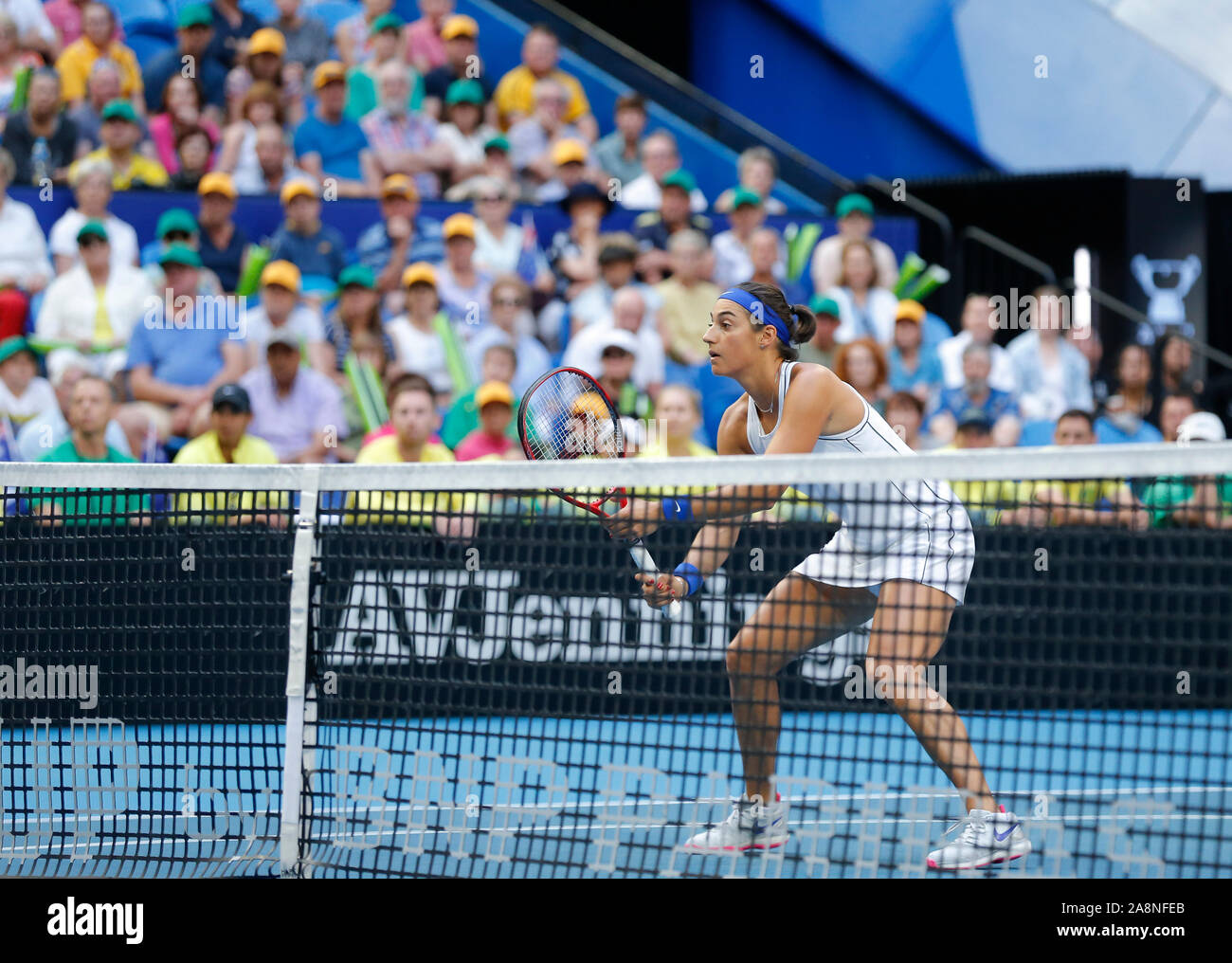 Perth, Australie. 10 Nov, 2019. 10 novembre 2019 RAC ; Arena, Perth, Australie occidentale, Australie ; Fed Cup par BNP Paribas Tennis finale, l'Australie contre la France ; Caroline Garcia, de la France à la valeur au cours de l'utilisation éditoriale en compétition contre l'Australie : L'action de Crédit Plus Sport Images/Alamy Live News Banque D'Images