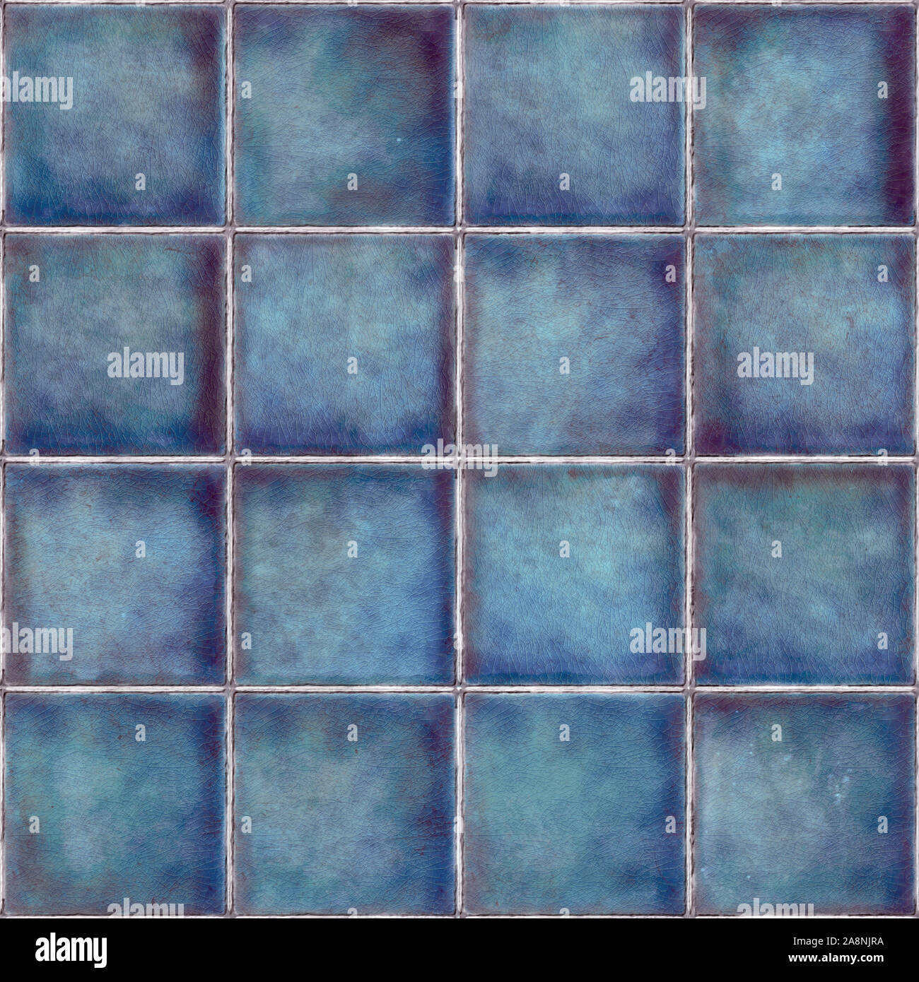 Carreaux de céramique émaillés bleu, carreaux de mosaïque de verre craquelé, l'arrière-plan avec la texture à tuiles vernissées Banque D'Images