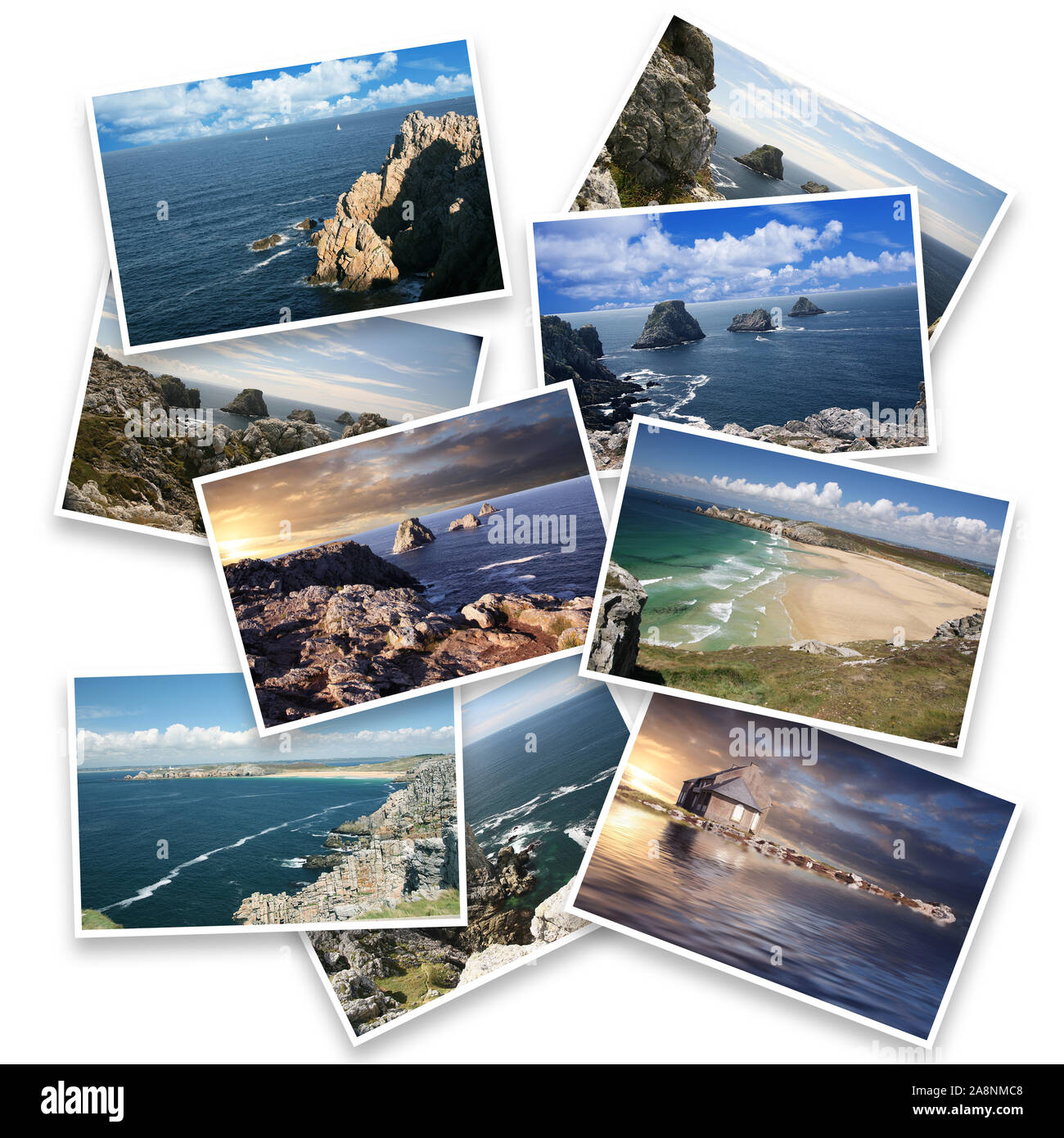 Collage d'images bretain sur fond blanc Banque D'Images