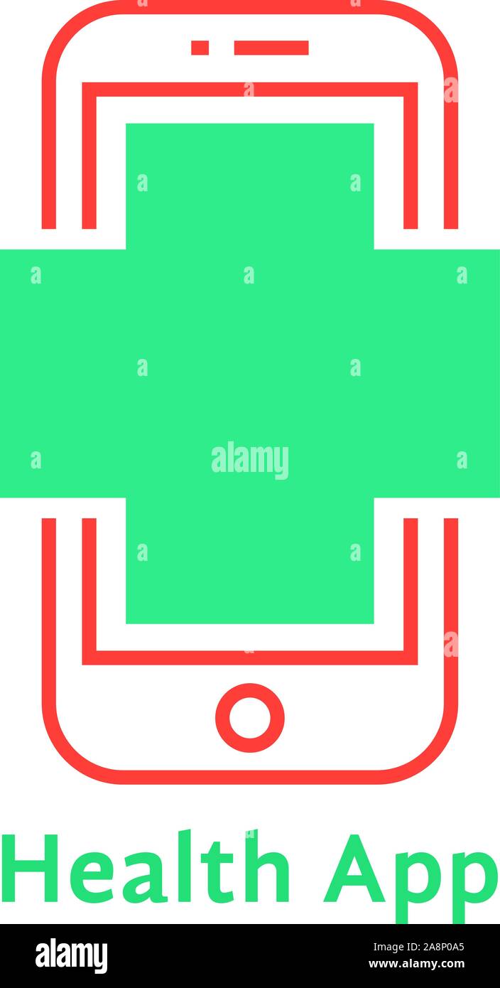 Fine ligne rouge comme téléphone santé simple logo app Illustration de Vecteur