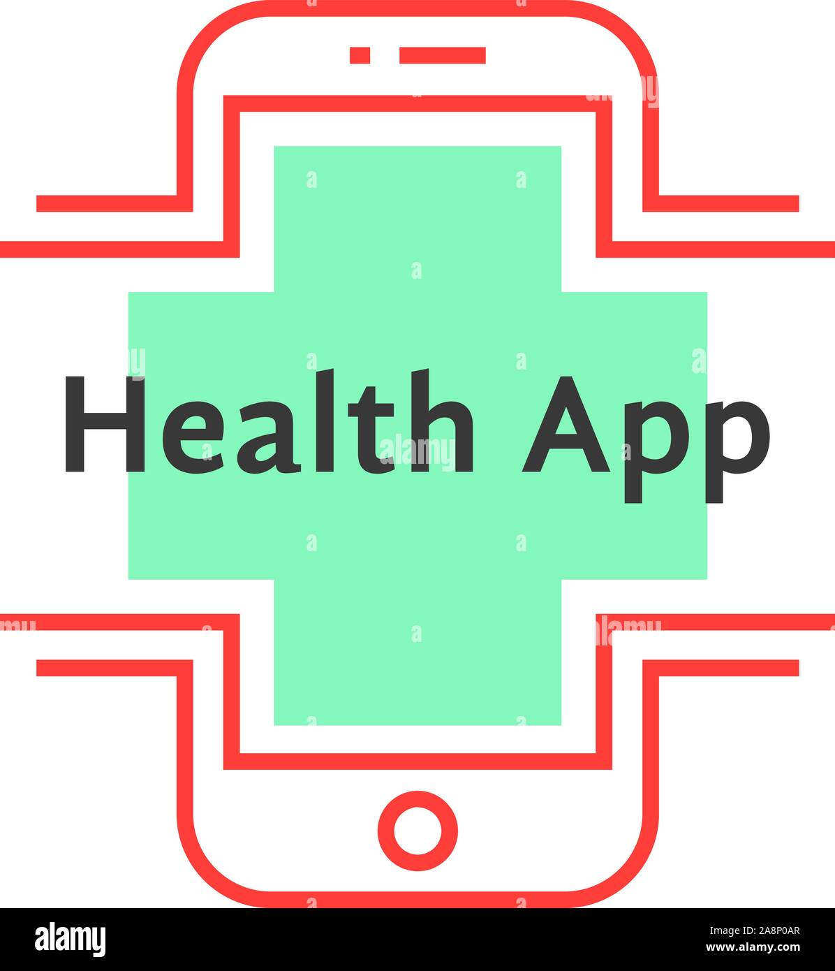 Santé simple logo app comme rouge fine lignes téléphoniques Illustration de Vecteur
