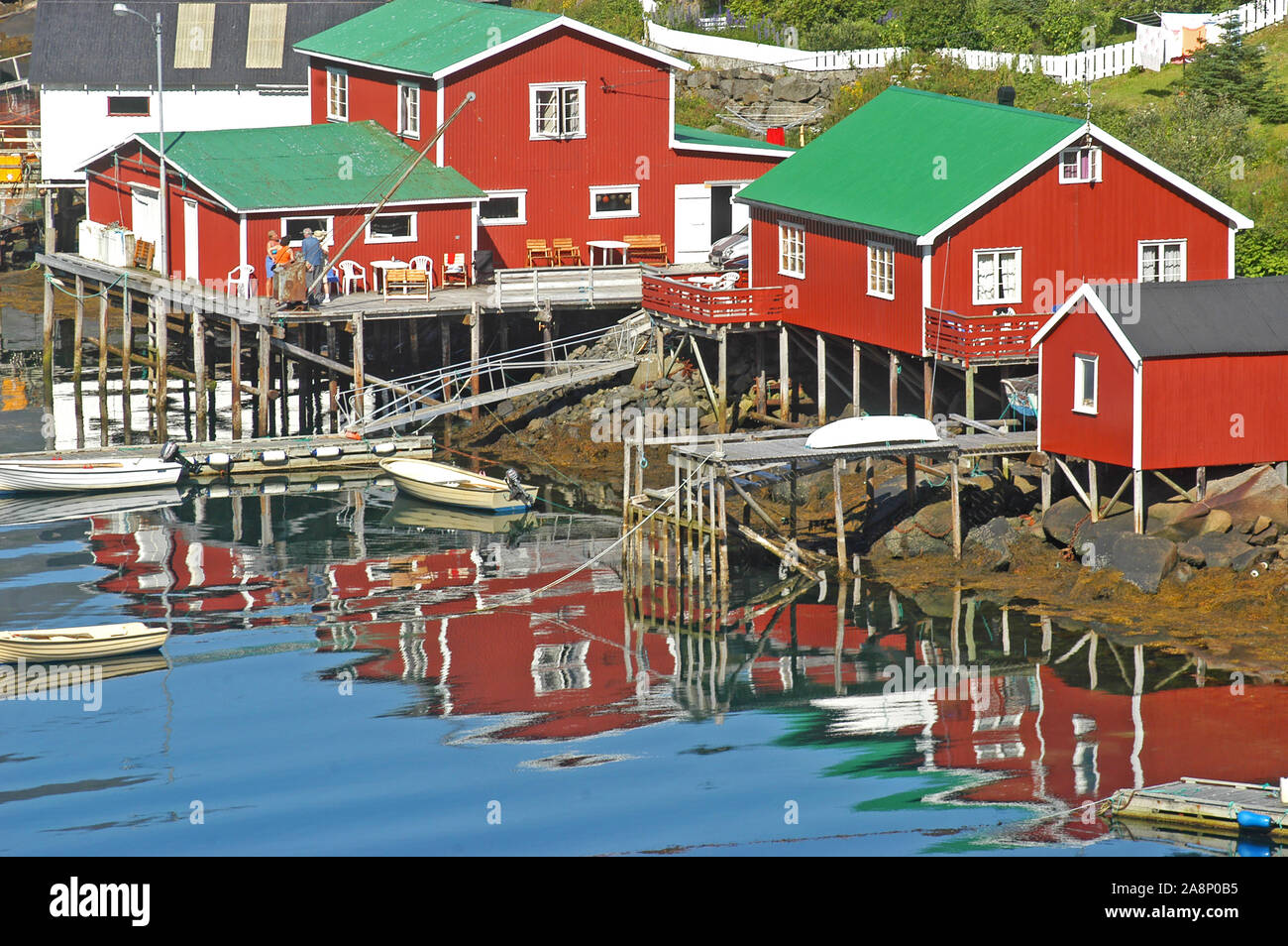 Maisons de pêcheurs, Reine village, îles Lofoten, Norvège Banque D'Images