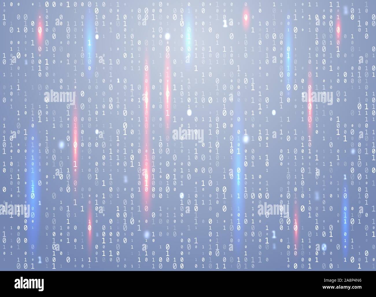 Code binaire Vector background avec mettent en évidence un élément important, l'erreur, la vulnérabilité du logiciel. Le Big Data et la programmation hacking, le décryptage Illustration de Vecteur